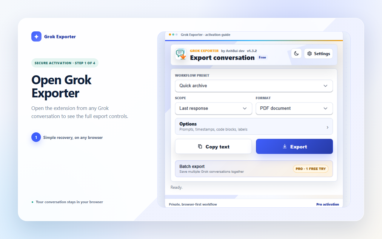1. Open Grok Exporter screenshot with the relevant control highlighted