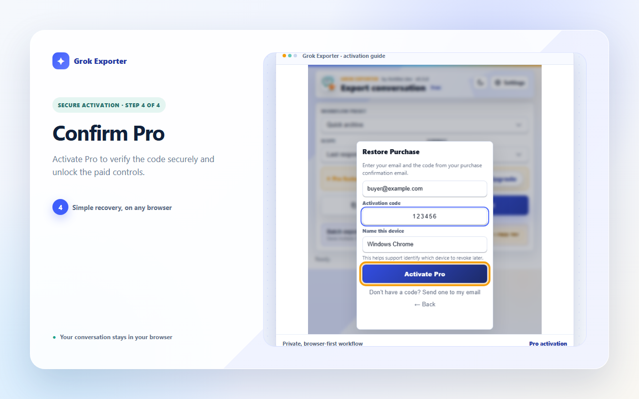 4. Confirm Pro screenshot with the relevant control highlighted